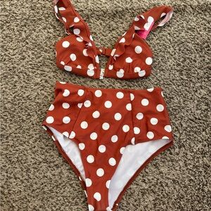 Women’s Swim Polka Dot Bikini - Burnt Orange
